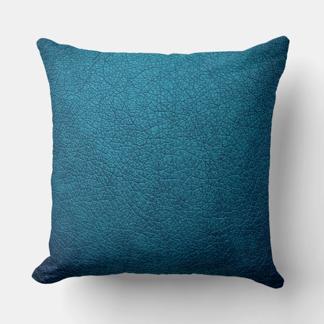 Blue Elegant Leather Look Throw Pillow (Front)