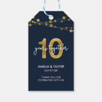 Blue Elegant Lights 10th Wedding Anniversary Gift Tags