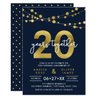 Blue Elegant Lights 20th Wedding Anniversary Card