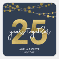 Blue Elegant Lights 25th Wedding Anniversary Square Sticker