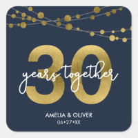 Blue Elegant Lights 30th Wedding Anniversary Square Sticker