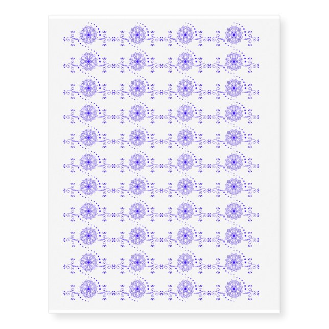 Blue Elegant Mandala Design Temporary Tattoos (Front)