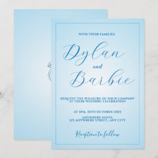 Blue Elegant Minimal Rings Wedding invitation