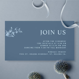 Blue Elegant Modern Join Us Reception Wedding Enclosure Card