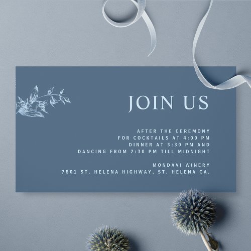 Blue Elegant Modern Join Us Reception Wedding Enclosure Card