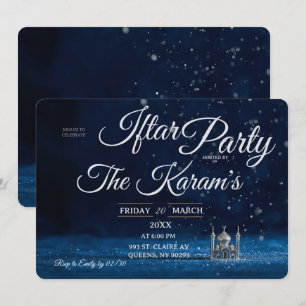 Blue Elegant Mosque Ramadan Iftar Party  Invitation