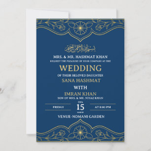 Blue Elegant Muslim Wedding Invitation