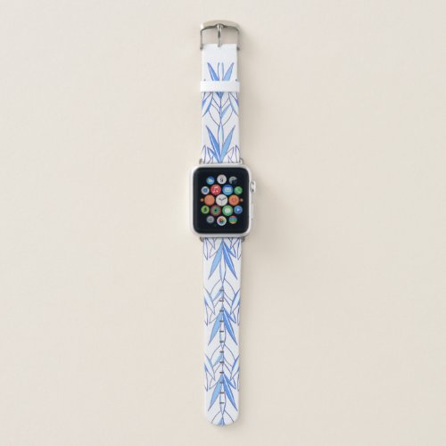 Blue elegant natural seamless leafy pattern plant apple watch band