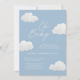 Blue elegant Oh Baby shower modern stylish Invitation