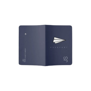 blue & elegant paper airplane passport holder