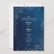 Blue elegant parsley wedding Invitation