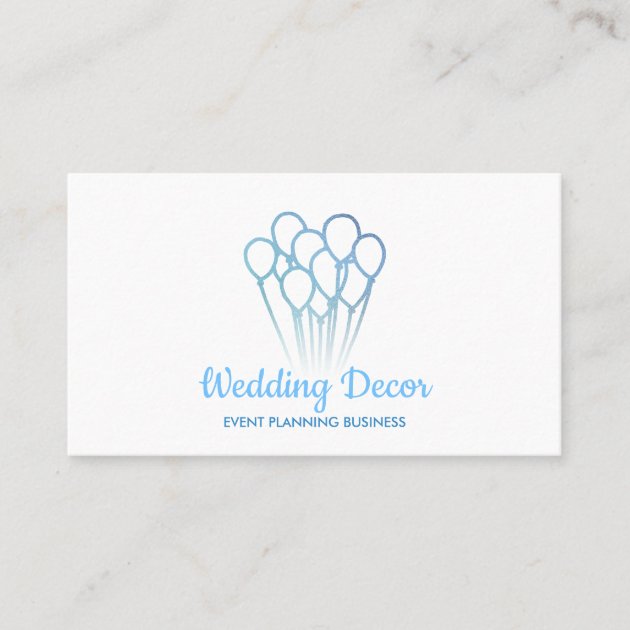 Blue Elegant Party Plan Birthday Wedding Balloons Business Card