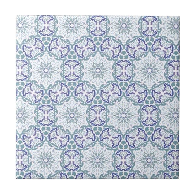 Blue Elegant Pattern ornate tile or trivet (Front)