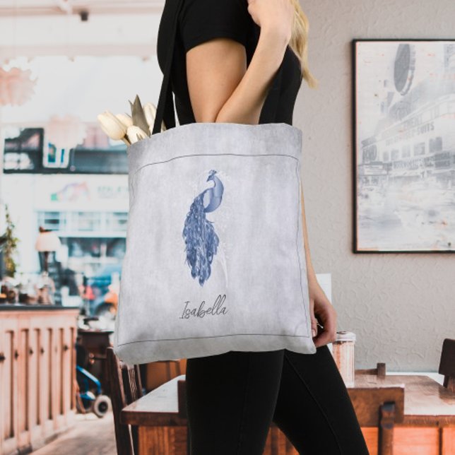 Blue Elegant Peacock Personalized Tote Bag (Blue Elegant Peacock Personalized Tote Bag)