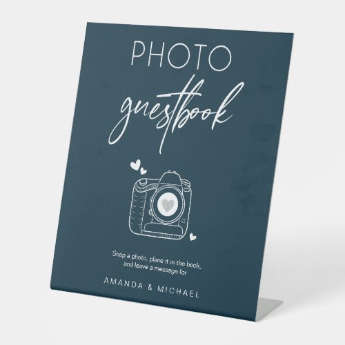 Blue elegant Photo Guest Book Camera Sign