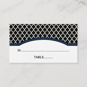 Blue Elegant Quatrefoil Place Card