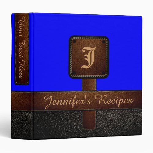 Blue Elegant Recipe Leather Look Binder