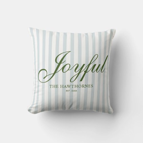 Blue Elegant Script Classic Joyful Throw Pillow