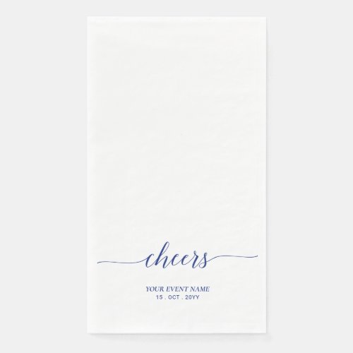 Blue Elegant Script Lettering Cheers Event Paper Guest Towels