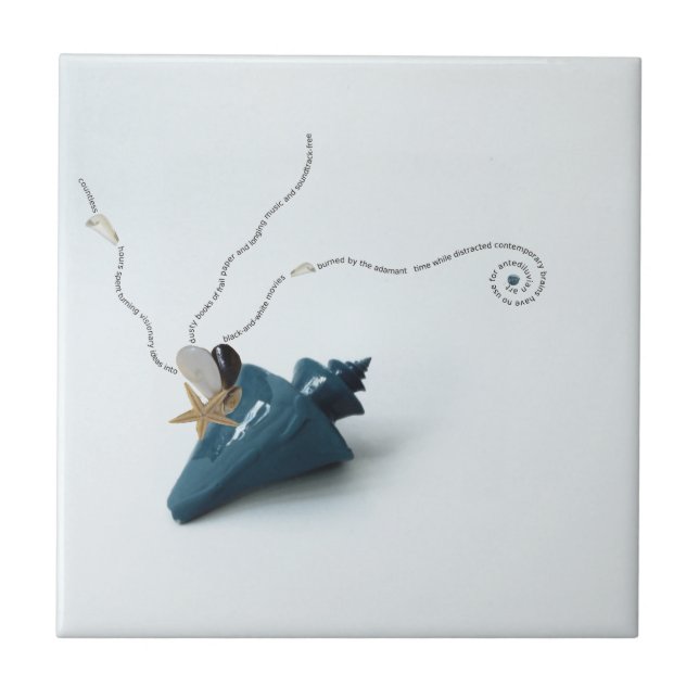 Blue elegant seashell tile as beach decor bathroom (Front)