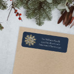 Blue Elegant Snowflake Christmas Return Address Label<br><div class="desc">Blue Elegant Gold Snowflake Christmas Return Address label features a beautiful watercolor snowflake.</div>