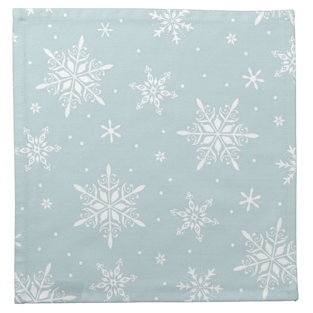 Blue Elegant Snowflake cloth napkins (Front)