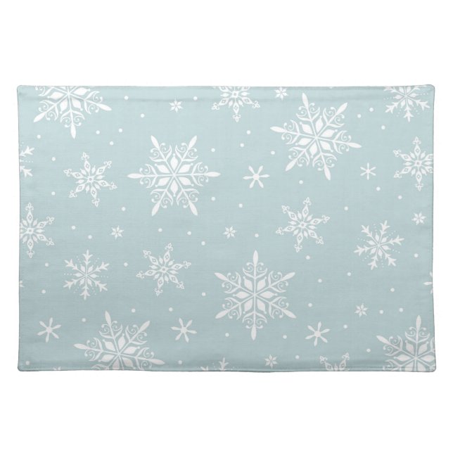 Blue Elegant Snowflake placemat (Front)
