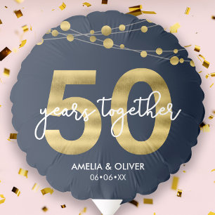 Blue Elegant Strings of Lights 50th Anniversary Balloon