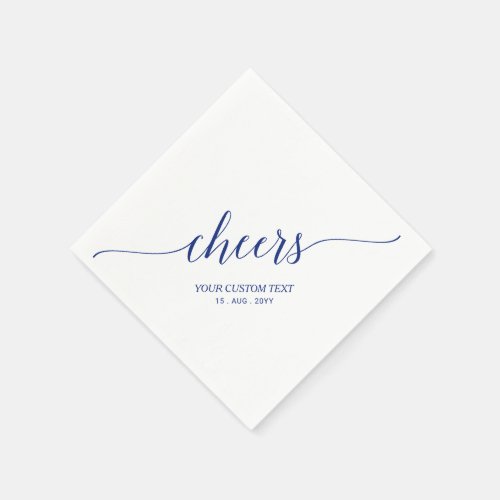 Blue  Elegant Stylish Lettering Cheers Party Napkins