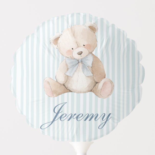 Blue Elegant Teddy Bear Balloon (Front)