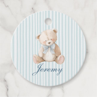 Blue Elegant Teddy Bear Favor Tags