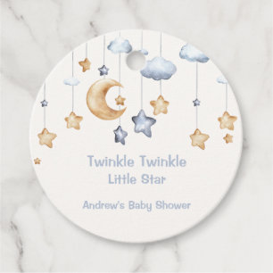 Blue Elegant Twinkle Twinkle Baby Shower Favor Tags