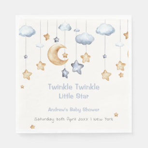 Blue Elegant Twinkle Twinkle Baby Shower Napkins