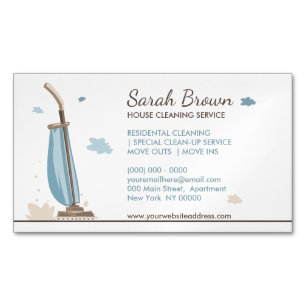 Blue Elegant Vacuum House Cleaning Service Business Card Magnet
