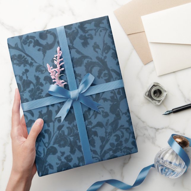 Blue Elegant Victorian Floral Gift Wrap Celebrate (Gifting)