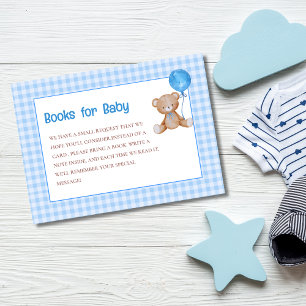 Blue elegant we can bearly wait baby shower book enclosure card