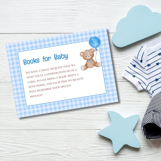Blue elegant we can bearly wait baby shower book  enclosure card (Creator Uploaded)