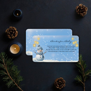 Blue Elegant Whimsical Winter Snowman Baby Shower  Enclosure Card