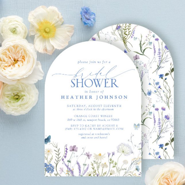 Blue Elegant Wildflower Floral Bridal Shower Invitation (Creator Uploaded)