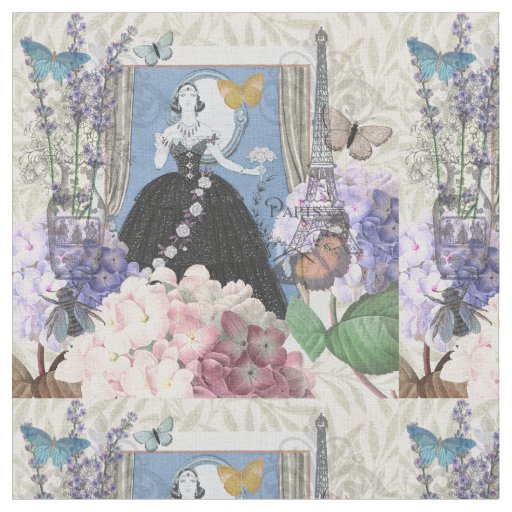 Blue Elegant Woman Floral Fancy Gown  Fabric