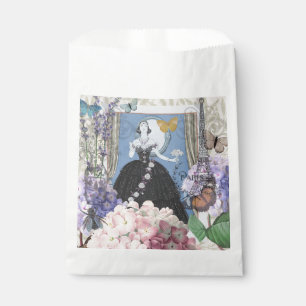 Blue Elegant Woman Floral Fancy Gown Favor Bag