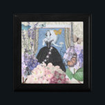 Blue Elegant Woman Floral Fancy Gown  Gift Box<br><div class="desc">A rich Victorian era theme,  a collage that includes the fashion illustration by George Barbier from the 1920s,  and collaged together with Victorian images including flowers,  butterflies,  the Eiffel Tower and a William Morris background.</div>