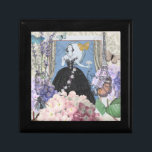 Blue Elegant Woman Floral Fancy Gown  Gift Box<br><div class="desc">A rich Victorian era theme,  a collage that includes the fashion illustration by George Barbier from the 1920s,  and collaged together with Victorian images including flowers,  butterflies,  the Eiffel Tower and a William Morris background.</div>