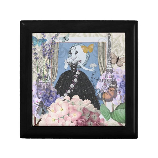 Blue Elegant Woman Floral Fancy Gown  Gift Box (Front)