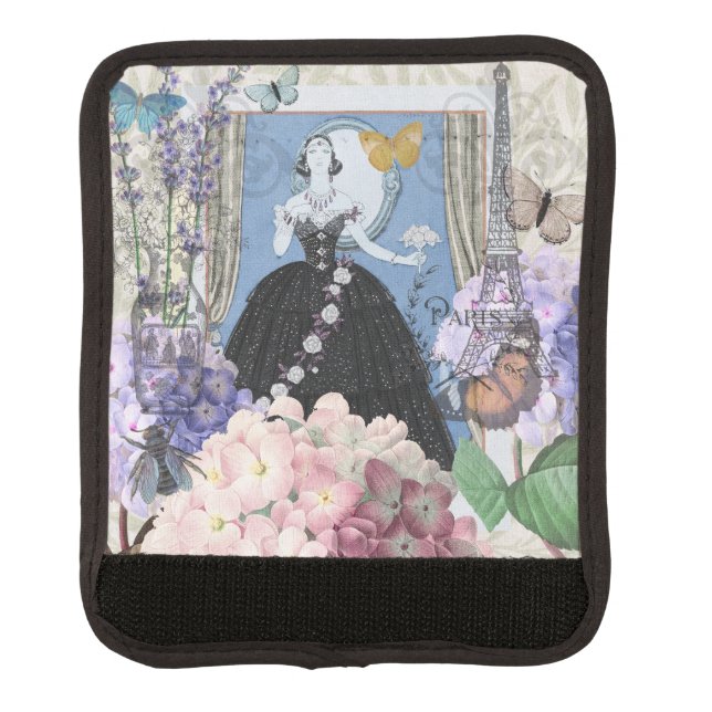 Blue Elegant Woman Floral Fancy Gown  Luggage Handle Wrap (Front)