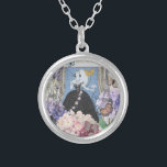 Blue Elegant Woman Floral Fancy Gown  Silver Plated Necklace<br><div class="desc">A rich Victorian era theme,  a collage that includes the fashion illustration by George Barbier from the 1920s,  and collaged together with Victorian images including flowers,  butterflies,  the Eiffel Tower and a William Morris background.</div>
