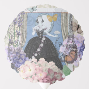 Blue Elegant Woman Floral Gown Dressy Balloon