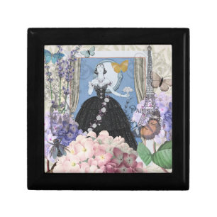 Blue Elegant Woman Floral Gown Dressy Gift Box