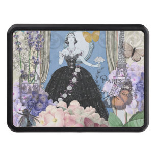 Blue Elegant Woman Floral Gown Dressy Hitch Cover