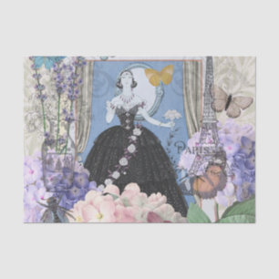 Blue Elegant Woman Floral Gown Dressy Tissue Paper